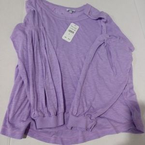 Splendid Light Purple Cotton Long Sleeve Shirt, M